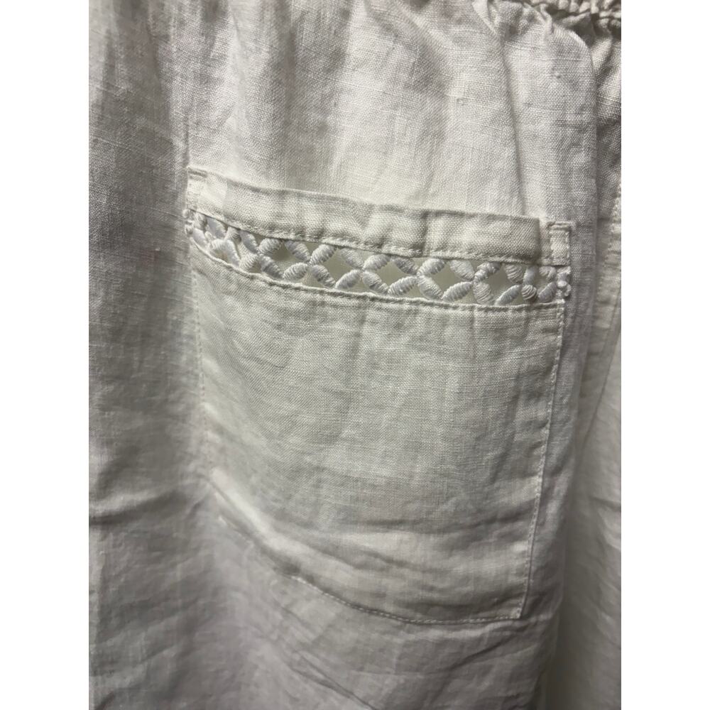 Joie 100% Linen White Wide Leg Crop Pant size Medium - Picture 8 of 9